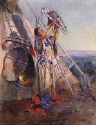 Charles M Russell Sun Worship in Montana oil on canvas
